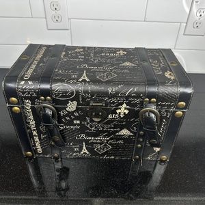 Decorative Box Chest Paris Jewelry Storage Trunk Vintage Decor